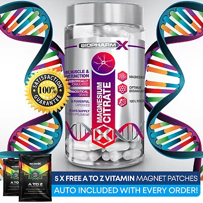 £9.99 • Buy Magnesium Citrate 500mg Capsules Strongest Pharma Tiredness Fatigue Heart Muscle
