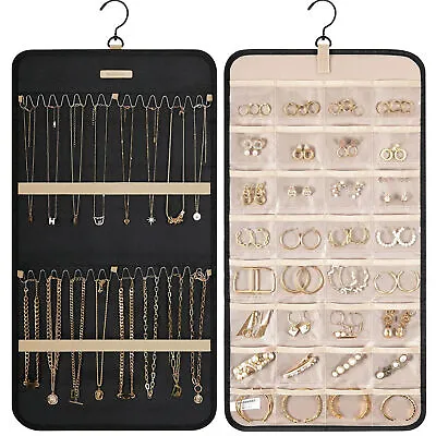 Wall Hanging Earrings Display Organizer Holder Jewelry Necklace Rack Stands Roll • £12.89