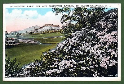 Asheville NC 1928 Postcard - Grove Park Inn And Mountain Laurel In Bloom • $4.99
