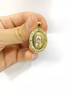 14K Gold Filled CZ Virgen De Guadalupe Pendant Charm Medal Dije De La Virgencita • $26.99