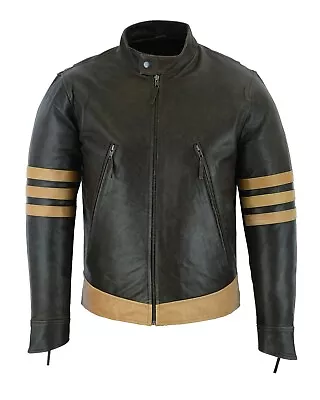 Leather Motorbike Bomber Biker Style Men Jacket -X-Men Wolverine Origins Logan B • $99