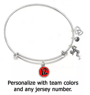 Volleyball Bangle Bracelet (Personalize With Player Number & Team Colors) • $19.99