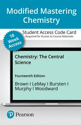 Modified Mastering Chemistry: The Central Science (18-Weeks) 14th Edition Code • $79.99