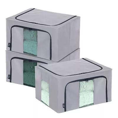 3PC Clothes Storage Bags Zipped Organizer Underbed Wardrobe Cube Closet Boxes • £19.94