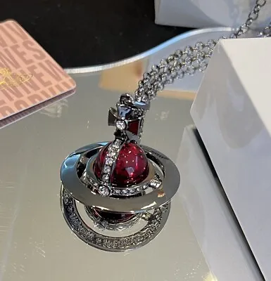 Vivienne Westwood Nana Big Orb Necklace With Purple Crystal Gunmetal Tone#122 • $107
