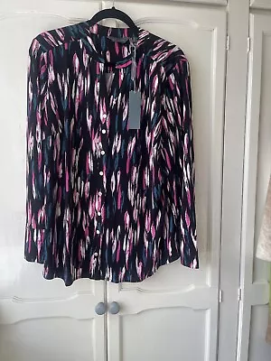 Ruth Langsford Printed Nehru Collar Button Front Shirt Black Multi XL RRP £54 • £30