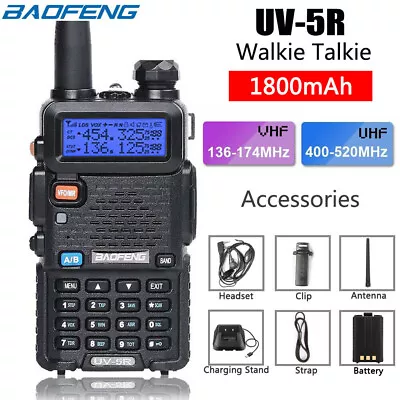 £28.99 • Buy UK NEW Baofeng UV-5R Walkie Talkie Dual Band UHF VHF Ham FM Two Way Radio Black