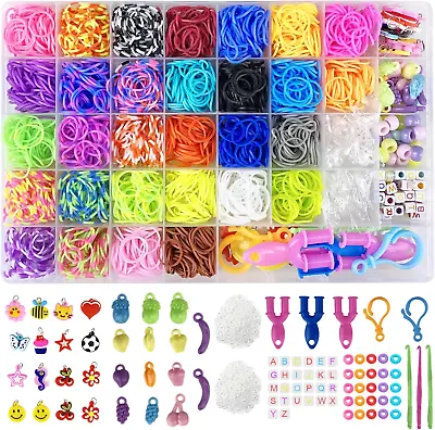 2700+ Loom Bands Kit 30 Colors Loom Rubber Bands With Clips Charms Beads And  • £6.70