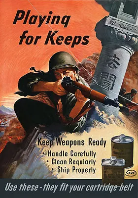 2W69 Vintage WWII Keep Weapons Ready Wartime War Poster WW2 A4 • £2.93