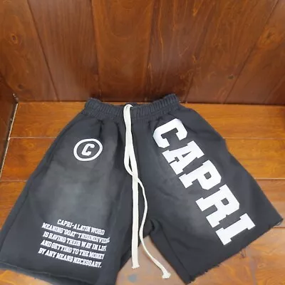 Capri Clothing Black Distressed Cutoff Sweat Shorts Mens Size Large • $18.71