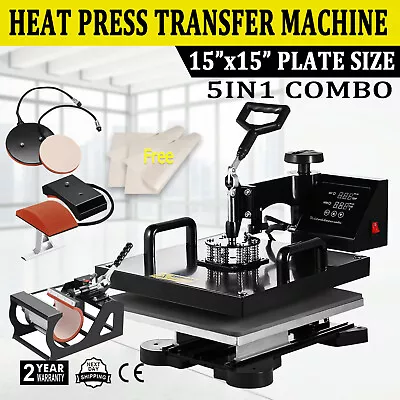 5IN1 Combo Heat Press Machine 15 X15  Sublimation Transfer T-Shirt Mug Plate Hat • $172.50