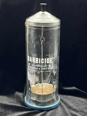 Vintage Barbicide Glass Container Germicide Disinfectant Barber Jar 11” • $14