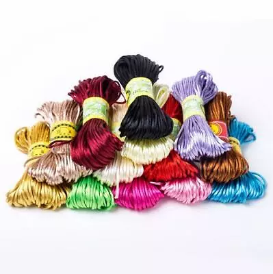 $2.85 • Buy Chinese Knot Satin Nylon Braided Cord Macrame Beading Rattail Wire Cord 20M 