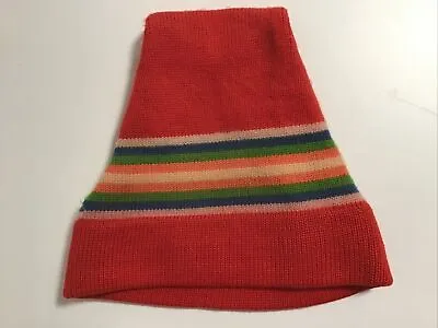 Vintage Wigwam Mills Inc Winter Ski Cap Hat Beanie Red Stripe Wool Knit  1970’s • $19.95