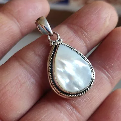 Mother Of Pearl 925 Sterling Solid Silver Handmade Teardrop Pendant 9 Gm 1.60  • $11.99