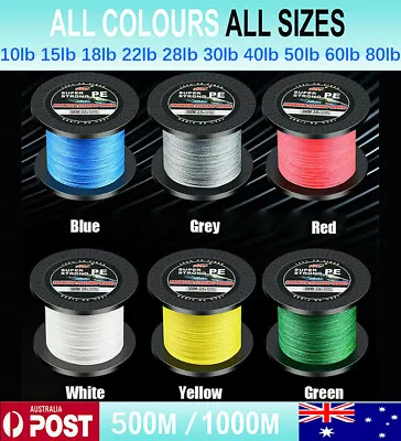 $9.99 • Buy PE Braid Fishing Line Abrasion Resistant 10 15 22 30 40LB 500M 1000M