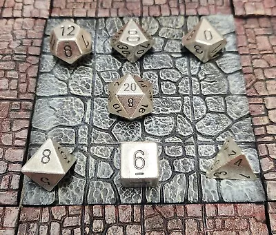 Chessex Silver Metal Dice Set For Rpg Dungeons And Dragons Pathfinder  • $19