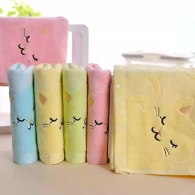 Cute Small Cat Cartoon Soft Baby Bath Towel Washcloth Feeding Wipe S9Y1 • £4.11