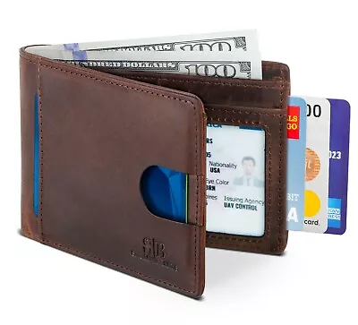 $29.99 • Buy SERMAN BRANDS- Bifold Slim Genuine Leather Thin Minimalist Front Pocket Wallets