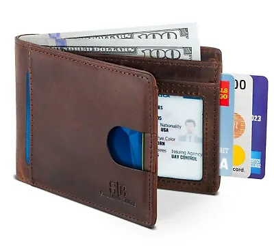 SERMAN BRANDS- Bifold Slim Genuine Leather Thin Minimalist Front Pocket Wallets • $31.99