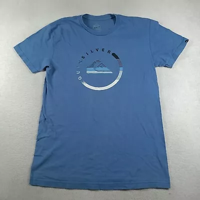 Quiksilver T Shirt Blue Short Sleeve Graphic Tee Adult Casual Size S Faded • $14