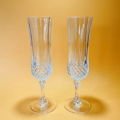 2 Cristal D’arques Champagne Flute Glasses. Cristal D'Arques. Longchamp Pattern. • $25