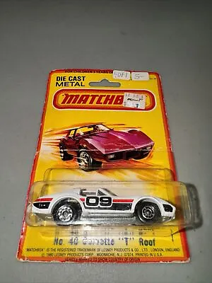 Matchbox Diecast #40 Chevy Corvette T Roof White 1980 On Card • $7.59