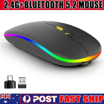 $15.89 • Buy Dual Mode Wireless Bluetooth Mouse Rechargeable Silent Ergonomic For Laptop PC