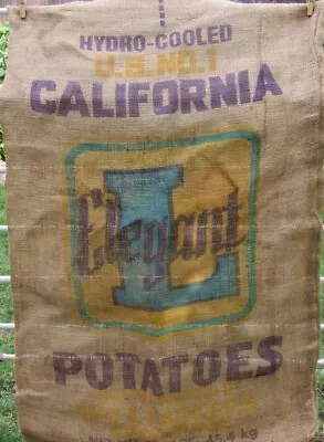 Vintage Burlap Potato Sack California US #1 ELEGANT L 100# Potato Bag Gunny Sack • $12