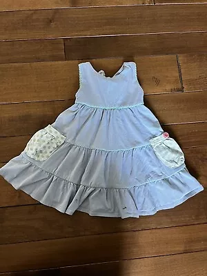 Matilda Jane Blue Cotton Knit With Green Ruffles “Twirl” Dress-2T • $6.50