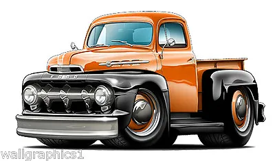 FORD Truck 1950 F-1 F1 Cartoon Wall Graphic Decal Garage Bar Room Cling Fat Cat • $19.99