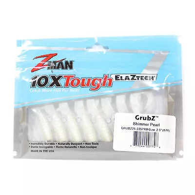 Zman Soft Lure GrubZ 2.5 Inch 8/Pack Shimmer Pearl (7746) • $20.90