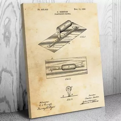 Finishing Trowel Patent Canvas Print Mason Gift Masonry Decor Carpenter Gift • $59.95