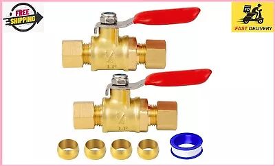 Lead-Free Brass Mini Ball Valve Shut Off Switch1/4 Inch Compression 1/4 2 PCS • $17.99