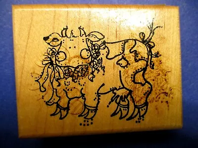 Provo Craft Whimsical Cow Rubber Stamp Wood Mtd Vintage • $6.95