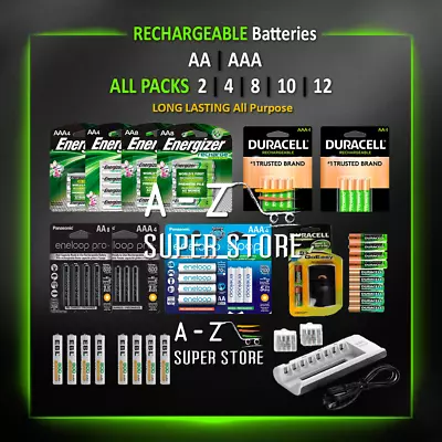 AA / AAA Rechargeable Batteries 2 4 8 12 16 Count Ni-MH Charger Lot Flashlight • $23.99