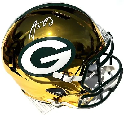 Aaron Rodgers #12 Signed Green Bay Packers Chrome Football Helmet Psa/dna • $999.99