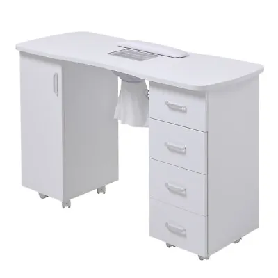Nail Polish Table Manicure Table 4 Drawers Rolling Cabinet Beauty Salon Stools • £65.95