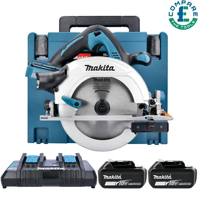 Makita DHS710ZJ 18V Twin Circular Saw 190mm + 2 X 5Ah Batteries Charger & Case • £383.98