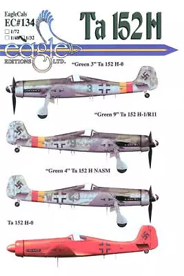 EagleCals Decals 1/32 FOCKE WULF Ta-152H Fighter Part 2 • $16.50