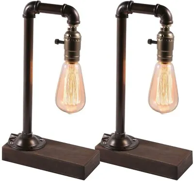 Se Of 2 Industrial Table Lamp Edison Desk Lamp Steampunk Pipe Lamp For Bedroom • $22