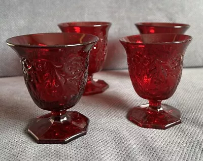 Lot Of 2 MCKEE Glass ROCK CRYSTAL Ruby Red Glass 3 OZ. Sherbet/Egg Cup • $79.95