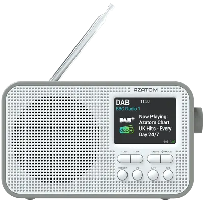 £28.95 • Buy Azatom DAB FM Radio Clock Alarm Speaker Bluetooth Portable Battery Aspire Grey