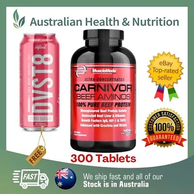 Musclemeds Carnivor Beef Aminos 300 Tablets + Free Same Day Shipping & Dvst8 Can • $64.50