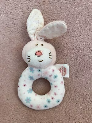 Rabbit Baby Bell Rattle Ring Pink 8” 20cm Shower Easter Gift Girls Bunny Present • £5.95