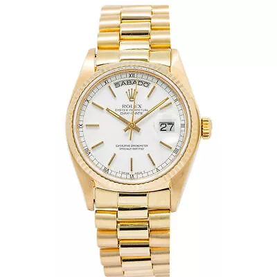 Rolex Day-Date 18038 18k YG President White Dial Automatic Men's Watch 36mm • $12995