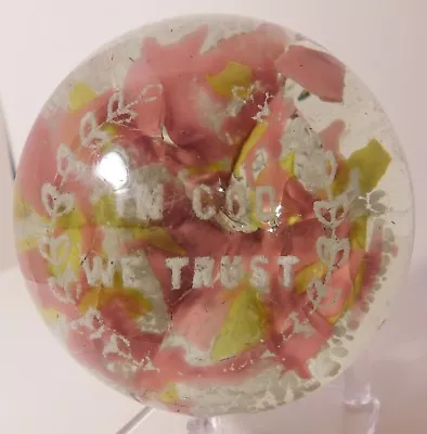 Beautifully ANTIQUE Millville   IN GOD WE TRUST   Frit Art Glass Paperweight • $69.99