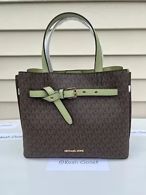 Michael Kors Emilia LG Triple Compartment Signature Satchel Bag - Light Sage • $179