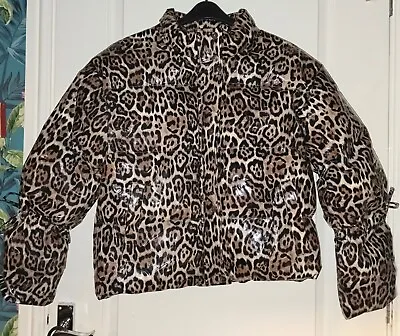 *missguided* Gorgeous Pvc Vinyl Feel Leopard Print Puffer Coat Size 10 • $3.78