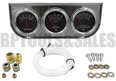 Mechanical Triple Auto Gauge Set 4 Cars Trucks Amperers Water Oil Pressure Temp • $29.90